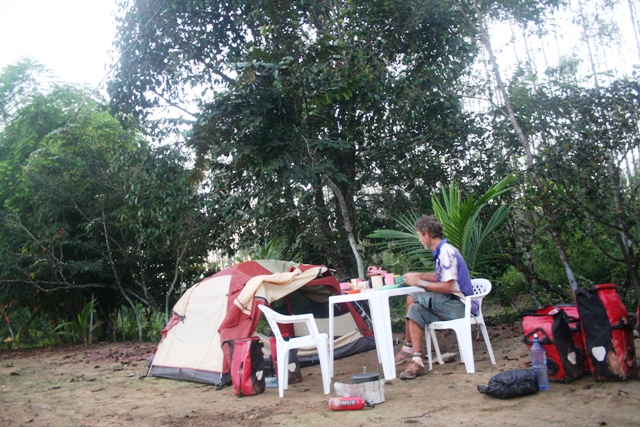 Camping behind a gas station.