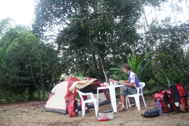 Camping behind a gas station.