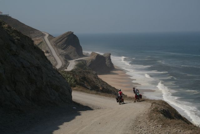 bicycle touring on portugal beach