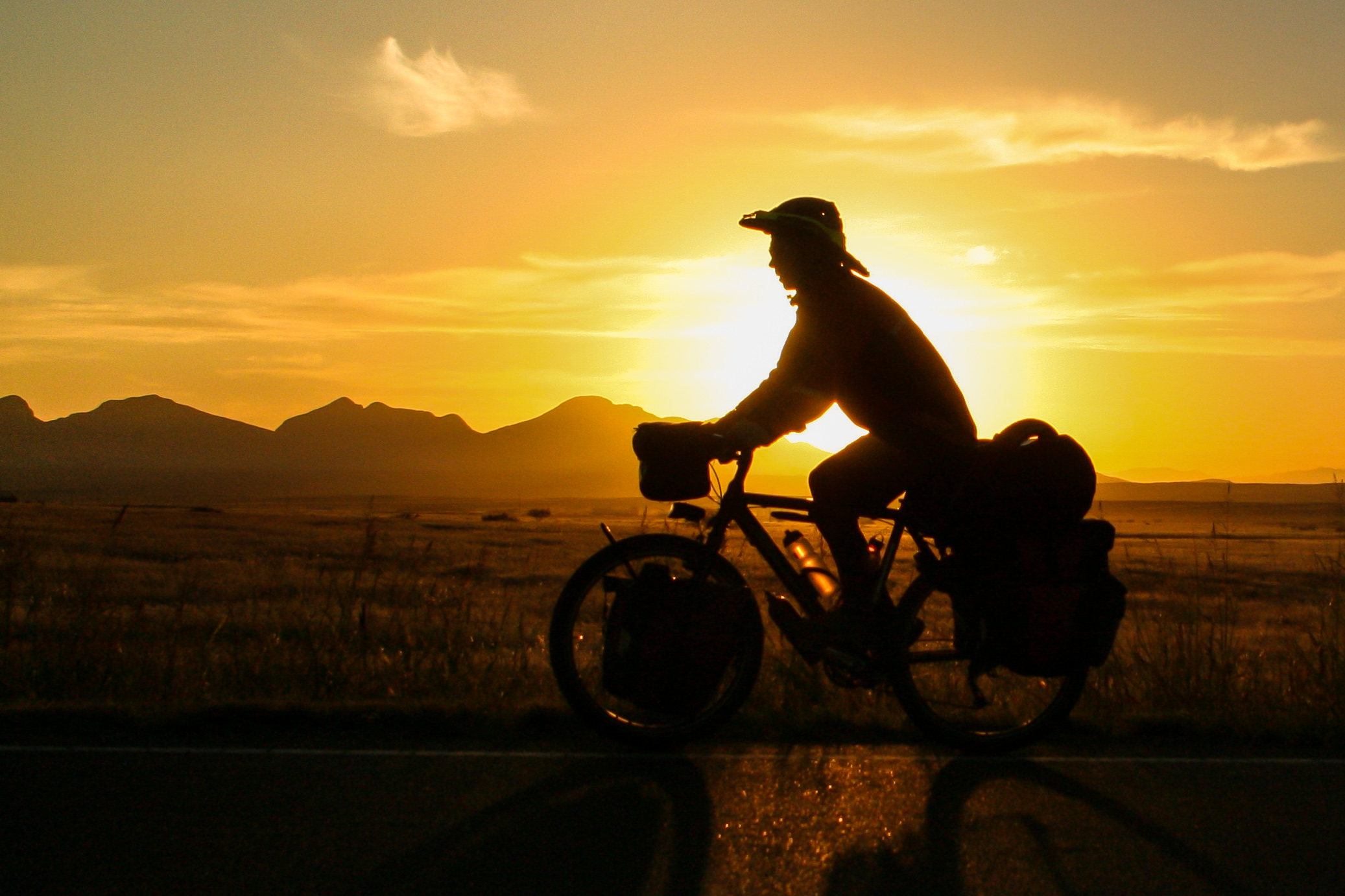 Sunrise bicycle touring Arizona
