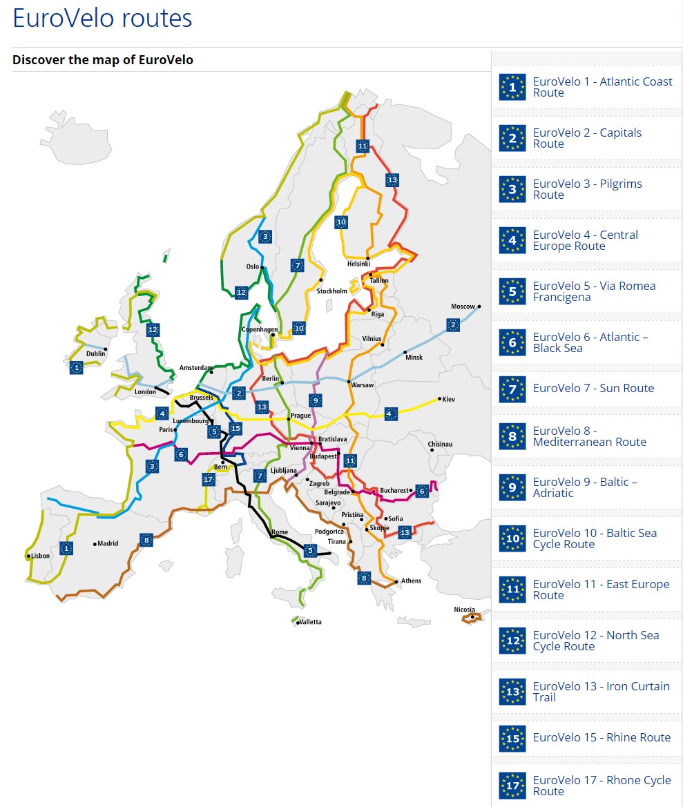 Map EuroVelo routes — EuroVelo