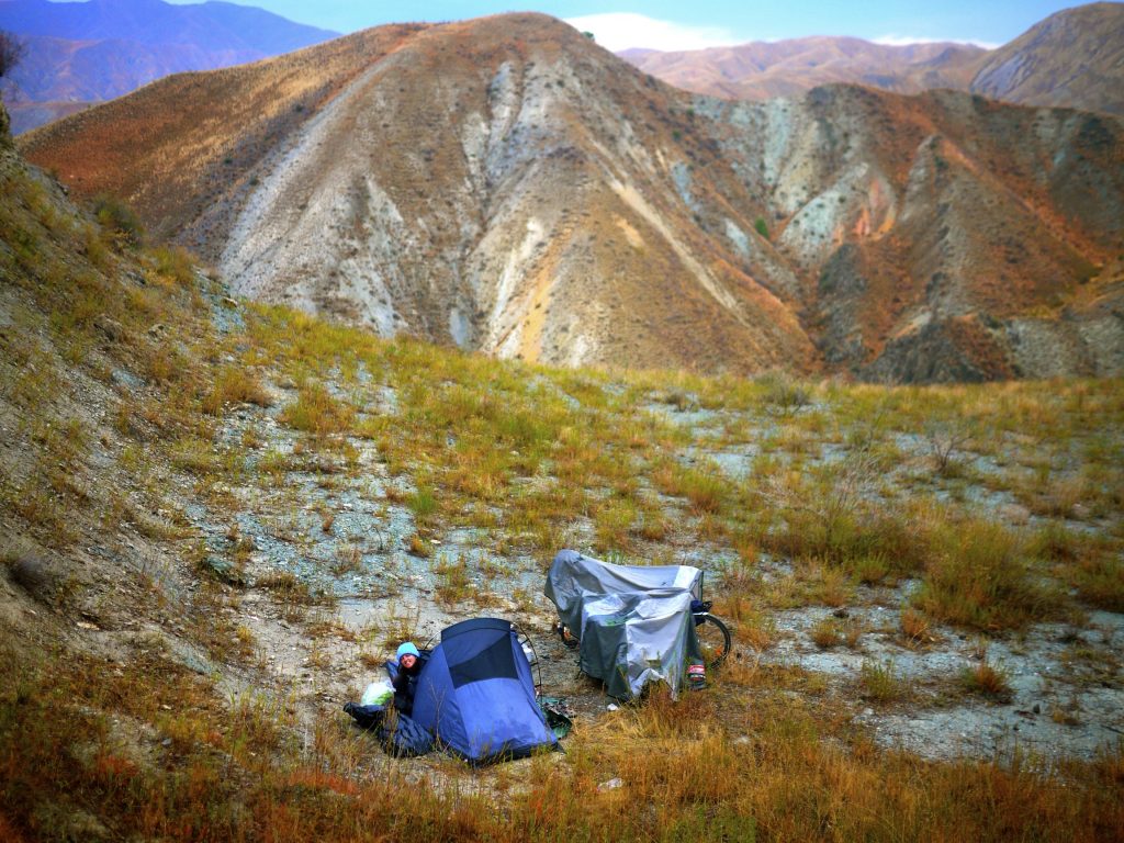 wicked camping spot just off the road at the top of a mountain