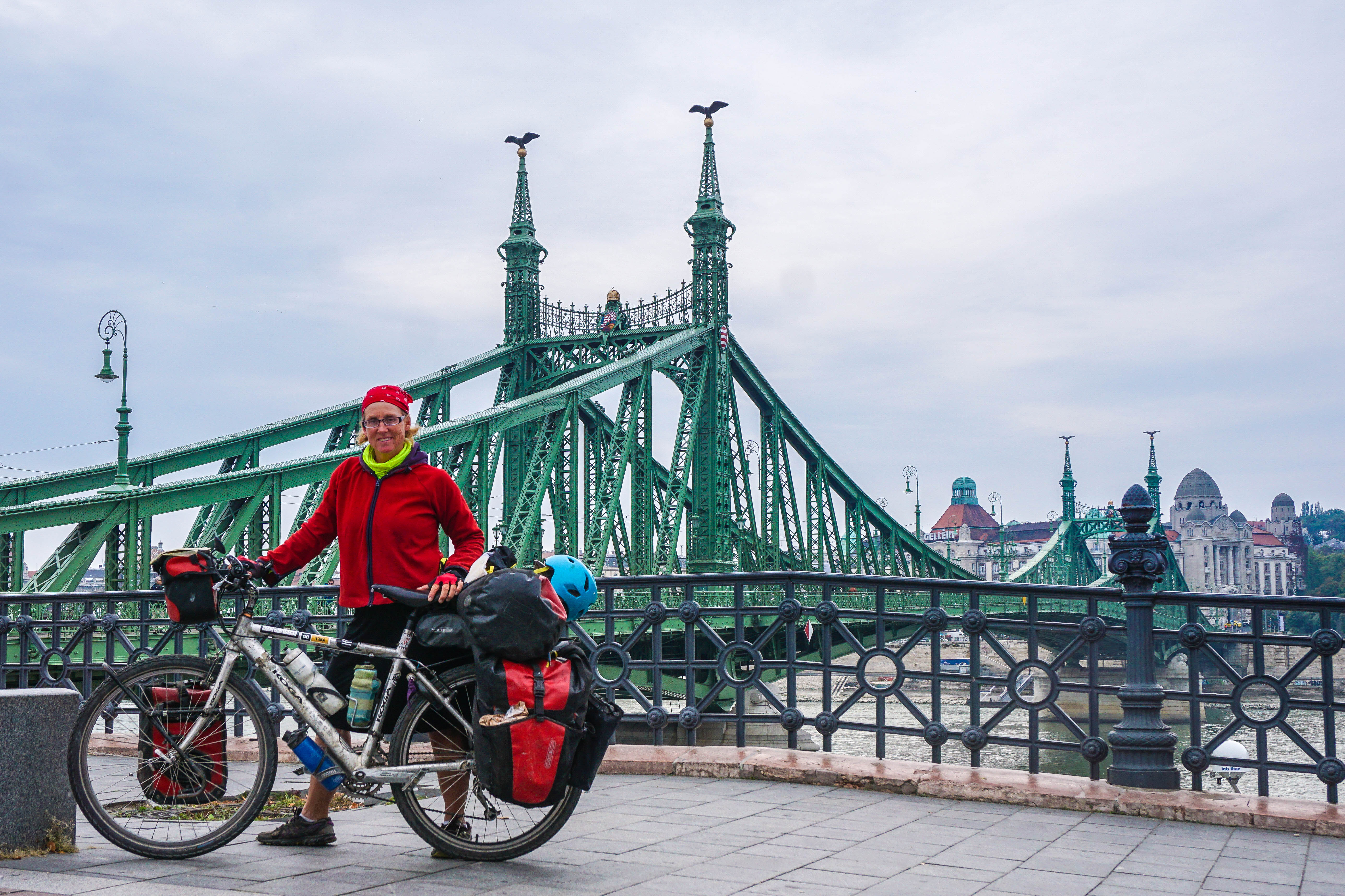 Budapest cyclist and bridge