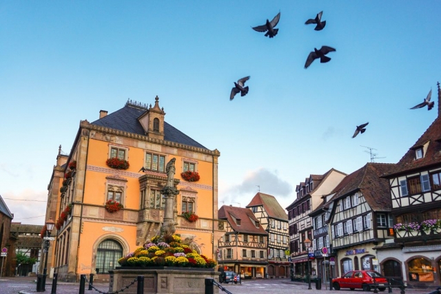 Obernai France market square and Town Hall